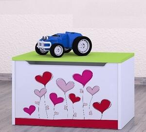 Box na hračky Happy - srdce na balónkách Barva: zelená