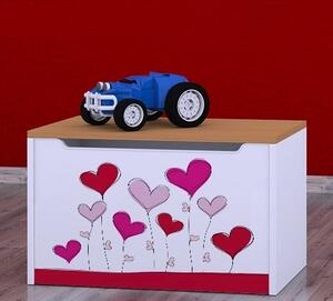 Box na hračky Happy - srdce na balónkách Barva: buk