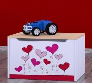 Box na hračky Happy - srdce na balónkách Barva: světlá hruška