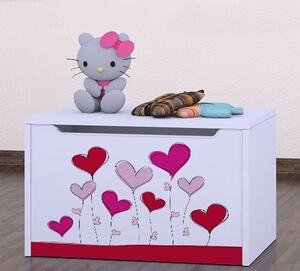 Box na hračky Happy - srdce na balónkách Barva: světlá hruška