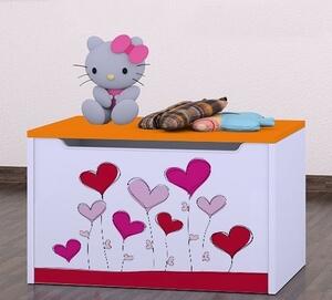 Box na hračky Happy - srdce na balónkách Barva: oranžová
