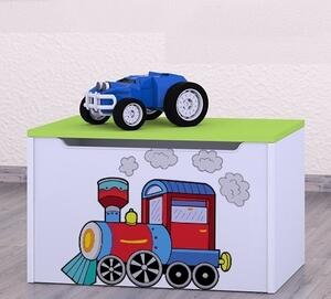 Box na hračky Happy - super lokomotiva Barva: zelená