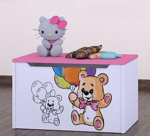 Box na hračky Happy - šťastný medvídek Barva: růžová