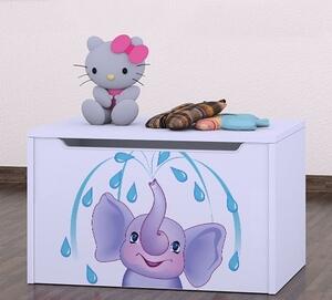 Box na hračky Happy - stříkající sloník Barva: bílá