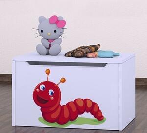 Box na hračky Happy - veselá housenka Barva: bílá