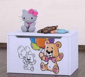 Box na hračky Happy - šťastný medvídek Barva: bílá