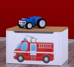 Box na hračky Happy - hasičské auto Barva: buk