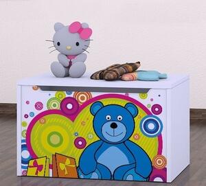 Box na hračky Happy - veselý medvídek Barva: bílá