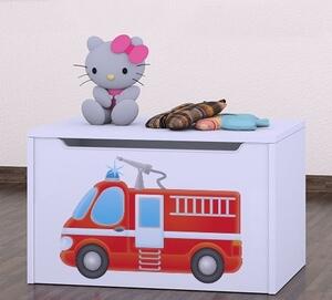 Box na hračky Happy - hasičské auto Barva: wenge