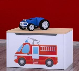 Box na hračky Happy - hasičské auto Barva: wenge