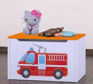 Box na hračky Happy - hasičské auto Barva: wenge