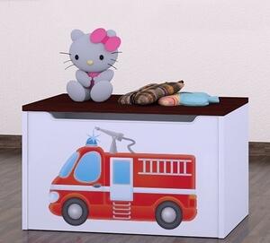 Box na hračky Happy - hasičské auto Barva: wenge