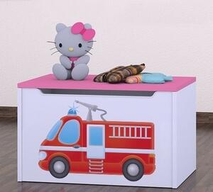 Box na hračky Happy - hasičské auto Barva: wenge