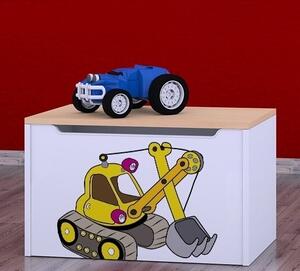 Box na hračky Happy - žlutý bagr Barva: světlá hruška