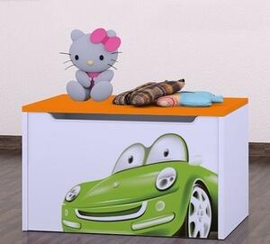 Box na hračky Happy - zelené auto Barva: oranžová