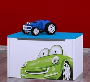 Box na hračky Happy - zelené auto Barva: bílá