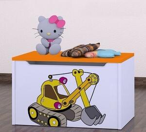 Box na hračky Happy - žlutý bagr Barva: kalvados