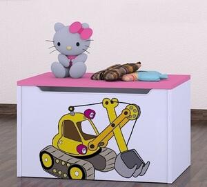Box na hračky Happy - žlutý bagr Barva: kalvados