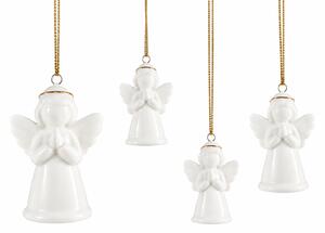 Porcelánový závěs Anděl 43 × 40 × 66 mm, bílý se zlatou – mix motivů