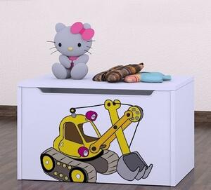Box na hračky Happy - žlutý bagr Barva: kalvados