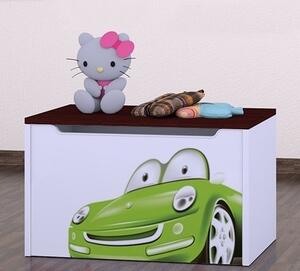 Box na hračky Happy - zelené auto Barva: bílá