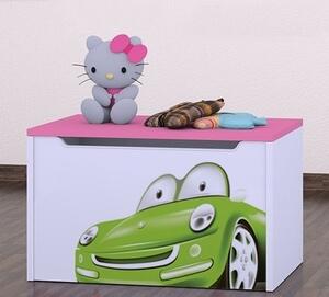 Box na hračky Happy - zelené auto Barva: bílá