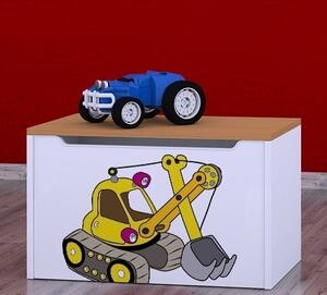 Box na hračky Happy - žlutý bagr Barva: kalvados