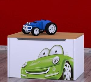 Box na hračky Happy - zelené auto Barva: buk