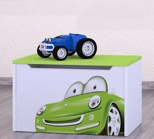 Box na hračky Happy - zelené auto Barva: zelená