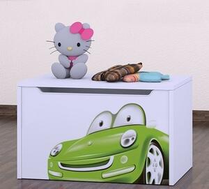 Box na hračky Happy - zelené auto Barva: bílá
