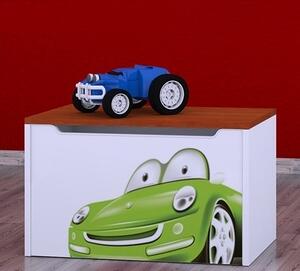 Box na hračky Happy - zelené auto Barva: bílá