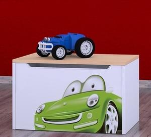 Box na hračky Happy - zelené auto Barva: světlá hruška