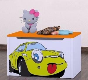 Box na hračky Happy - žluté auto Barva: kalvados