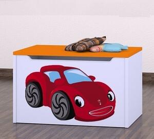 Box na hračky Happy - pohádkové auto Barva: oranžová