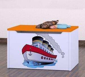 Box na hračky Happy - velká loď Barva: oranžová