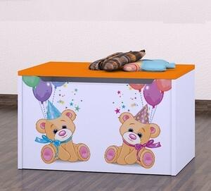 Box na hračky Happy - medvídci s balónky Barva: oranžová
