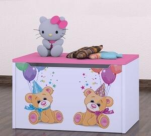 Box na hračky Happy - medvídci s balónky Barva: růžová