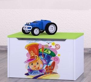 Box na hračky Happy - hrající lokomotiva Barva: zelená