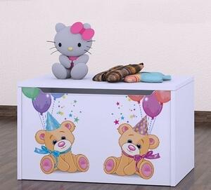 Box na hračky Happy - medvídci s balónky Barva: bílá