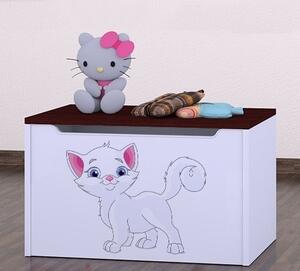 Box na hračky Happy - bílá kočička Barva: růžová