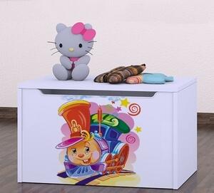 Box na hračky Happy - hrající lokomotiva Barva: bílá