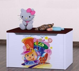 Box na hračky Happy - hrající lokomotiva Barva: wenge