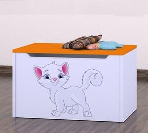 Box na hračky Happy - bílá kočička Barva: oranžová