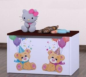 Box na hračky Happy - medvídci s balónky Barva: wenge
