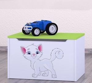 Box na hračky Happy - bílá kočička Barva: zelená