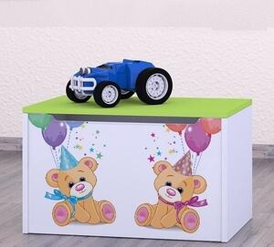 Box na hračky Happy - medvídci s balónky Barva: zelená