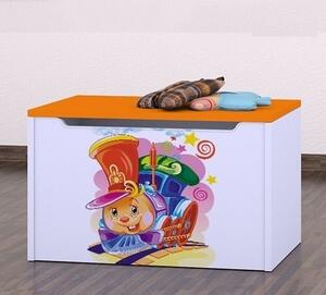 Box na hračky Happy - hrající lokomotiva Barva: oranžová