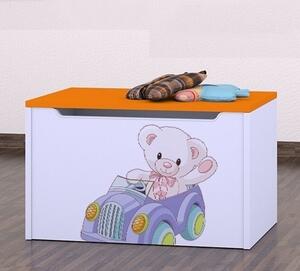 Box na hračky Happy - medvídek v autě Barva: oranžová