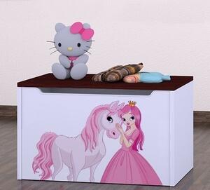 Box na hračky Happy - princezna s koníkem Barva: wenge