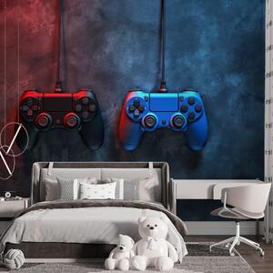Fototapety černý a modrý DualShock na tmavém pozadí, Fototapety teen room, w01189 : uwalls.cz
